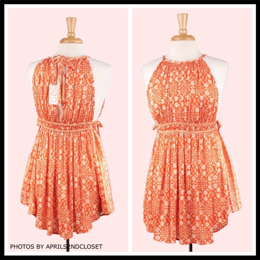 FREE PEOPLE BOHO FLOWY MINI TUNIC SUN DRESS A2C - Picture 4 of 16